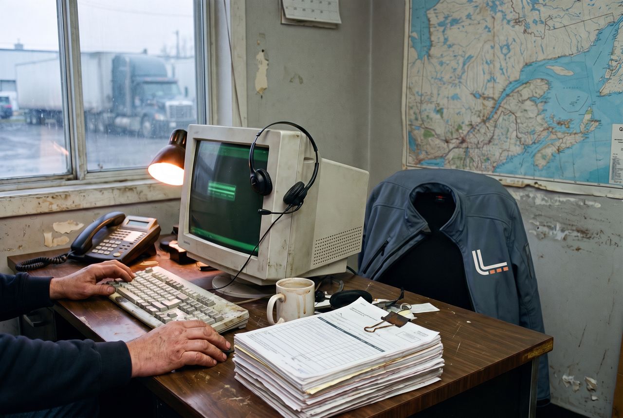 Mains sur un clavier, casque, téléphone et pile de formulaires au bureau de répartition
